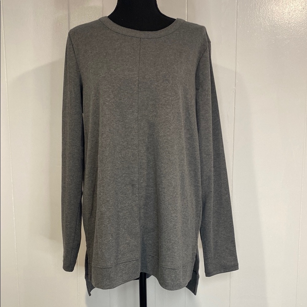 Lands’ End Oversized Tunic Long Sleeve Crewneck | Heather Gray Casual Top Size M